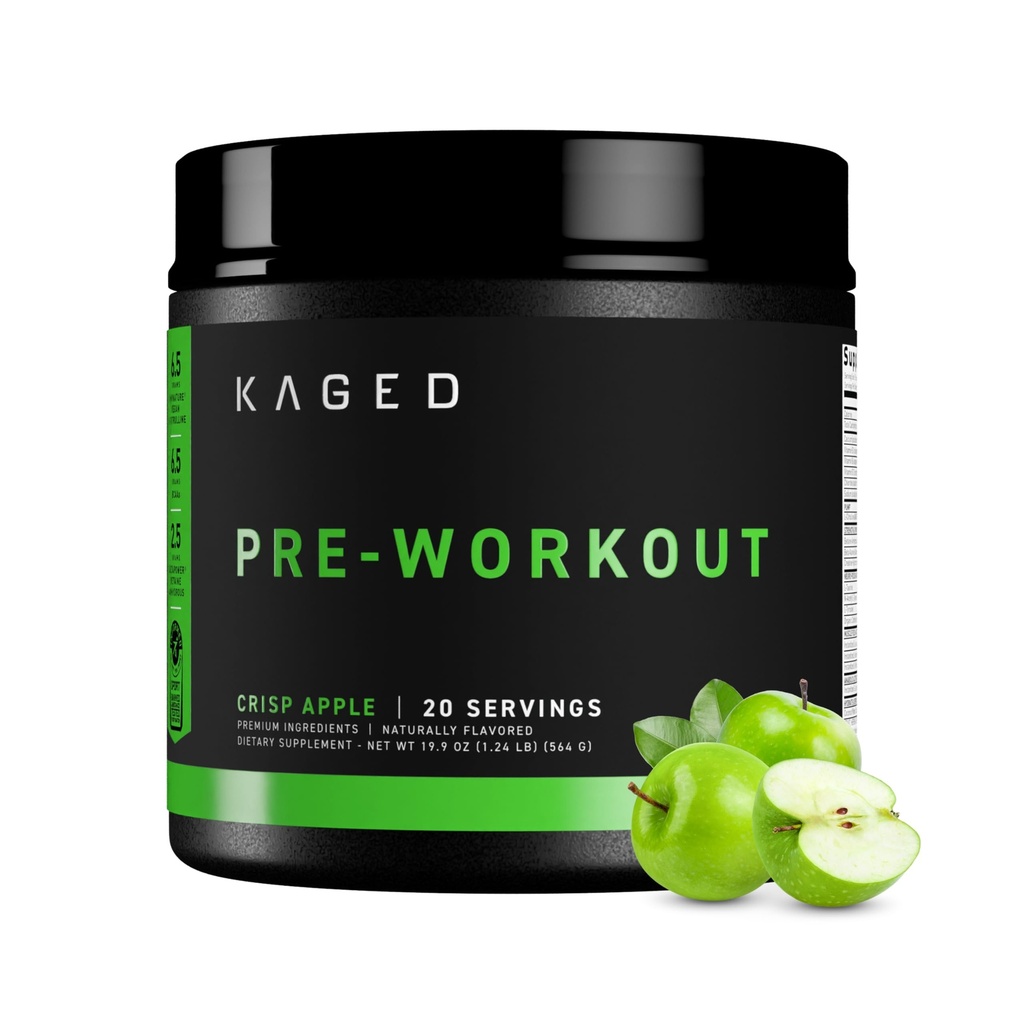 Kaged Original Pre Workout Powder | Krisp Apple | Pre-Kaged | Formulato con Creatine, Beta Alanine, Pure Caffeine | 20 Serve