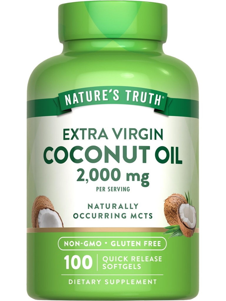 Integratore di olio di cocco naturale | 100 Softgels | MCT naturali | Non OGM & Gluten Free