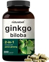 NatureBell Ginkgo Biloba 6.000mg con Panax Ginseng 500mg Per Serving | 300 Capsule – Integratori Max Strength Ginko Biloba Extract - Promuove Memoria, Focus e Salute del Cervello
