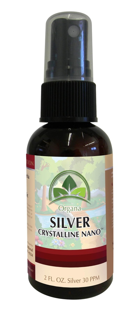 Organa cristallina Nano Colloidal Silver Spray - 30 PPM - 2 bottiglie di spruzzo