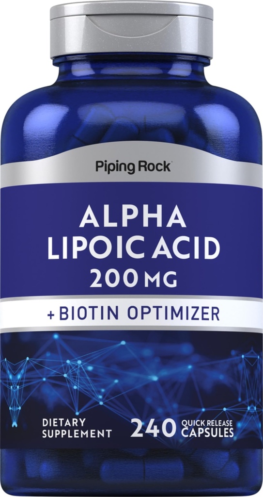 Piping Rock Alpha Lipoic Acid 200mg | 240 Capsule | Plus Biotin | Non OGM, Gluten Free Supplement