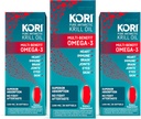 Kori Krill olio Omega 3 Supplemento, Antartico Krill olio con assorbimento superiore vs Fish Oil, 1200mg Softgels, 30 Softgels, EPA & DHA (Pack of 3)