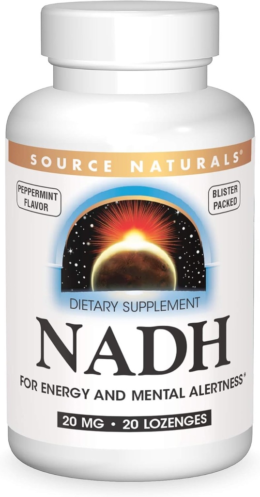Sorgente Naturals NADH 20mg, Aumentare l'Energia e l'Alertness Mentale* - 20 Lozenges