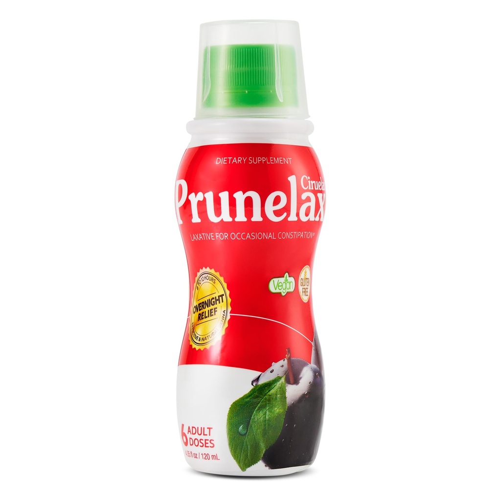 Prunelax Ciruelax Lassativo liquido di resistenza regolare - Rilievo delicato per costipazione occasionale, fatto con senna naturale, sollievo prevedibile, senza glutine, funziona in soli 8-12 ore - 4.05 fl oz