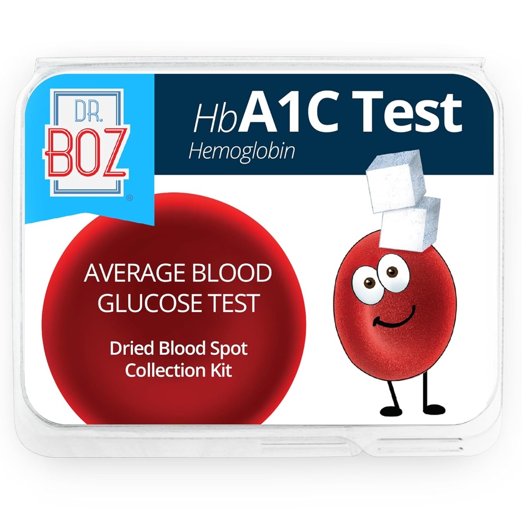 Dr. Boz - Hemoglobin A1C Home Test Kit - Kit di raccolta del sangue con risultati del laboratorio - Livelli di zucchero e hbA1c - Lancets, Bandages, Alcohol Wipe, Envelope - Made in USA - Cura del diabete e auto cura