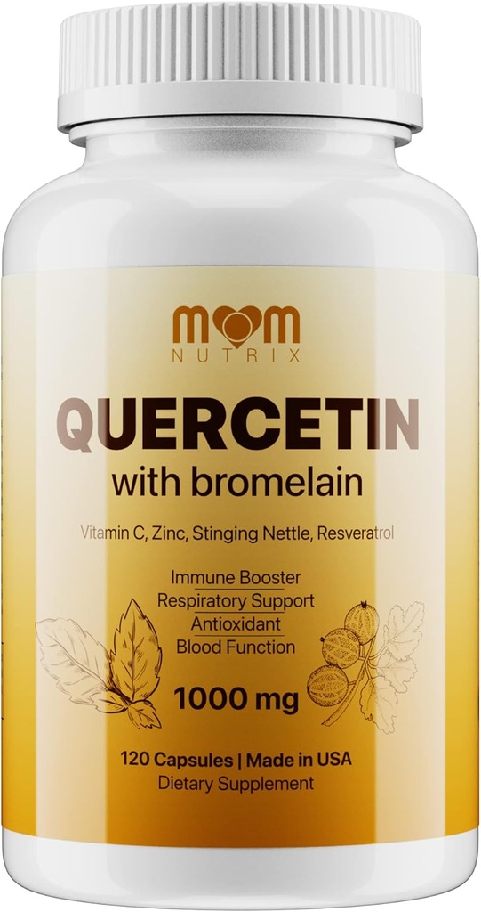 Quercetina Avanzata con Bromelain - 120 capsule con sambuco, ortica, resveratrolo, zinco, vitamina C & D - Made in Italy