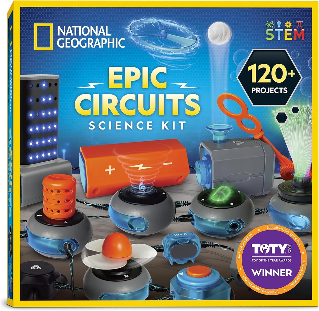 Kit National Geographic Circuit Maker - Kit elettronico per bambini con 120 progetti di circuito elettrico, Giocattolo elettrico STEM, Progetti elettronici, Kit di circuito elettrico per bambini, Kit di elettricità