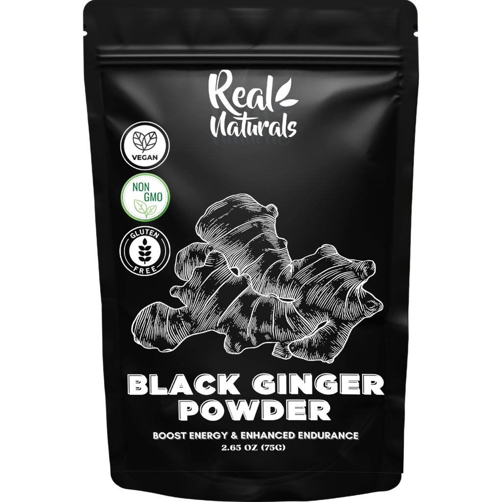 Polvere di zenzero nera (2.64 Oz) kaempferia parviflora di Real Naturals. Promuovere l'energia & Stamina