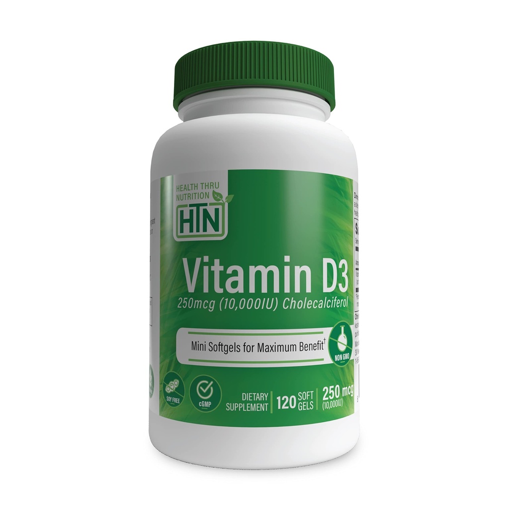 Vitamina D3 10.000iu 120 Mini Softgels per il massimo beneficio | 250mcg Cholecalciferol | 3rd Party Testato | Non OGM USP Grado in EVOO organico | Supporto per la salute immunitaria