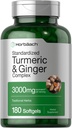 Horbäach Turmeric e Ginger Supplemento | 3000 mg 180 Pillole Softgel | con Estratto di pepe nero | Non OGM, Integratore senza glutine