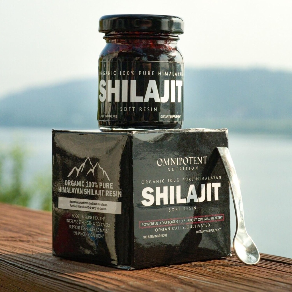 Himalayan Shilajit Resina - Organic Shilajit Supplemento Sorgente da Altitudini - 500mg Pure Natural Resin & Fulvic Acid, 85+ Trace Minerals (50g (100 Serve) + Spoon)