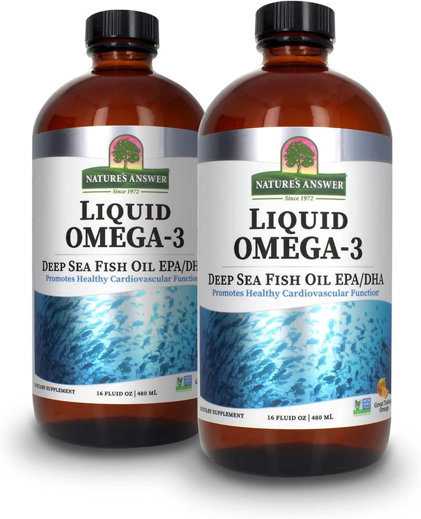 Risposta della natura Liquid Omega-3 | Olio di pesce marino profondo con supplemento dietetico EPA/DHA | Supporto cardiovascolare | No Preservatives & Gluten-Free 16oz (Pack of 2)
