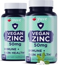 Vitamine di zinco vegano naturali di Yuve Supplementi 50mg, Sostegno Immune Supremo, Rilievo Veloce da Freddi e Flu, Pelle Libera di Acne, Livelli di ormone sano, Non-OGM, Gluten & Sugar Free - 100 Tab di veg (2 Pack)