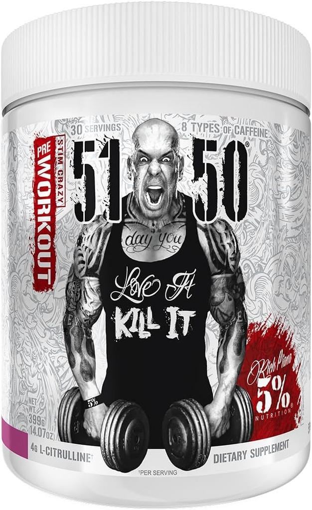 Rich Piana 5% Nutrition 5150 High Stim Pre-Workout Powder | Extreme Energy, Focus, Pumps & Endurance | 400 mg Caffeina, Citrulline, Beta Alanine, N-Acetyl L-Tyrosine | 30 Srvgs (Wildberry)