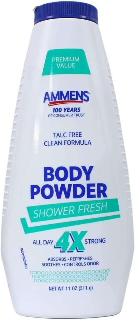Ammens Medicated Polvere doccia fresca 11 oz (pacchetto di 2)