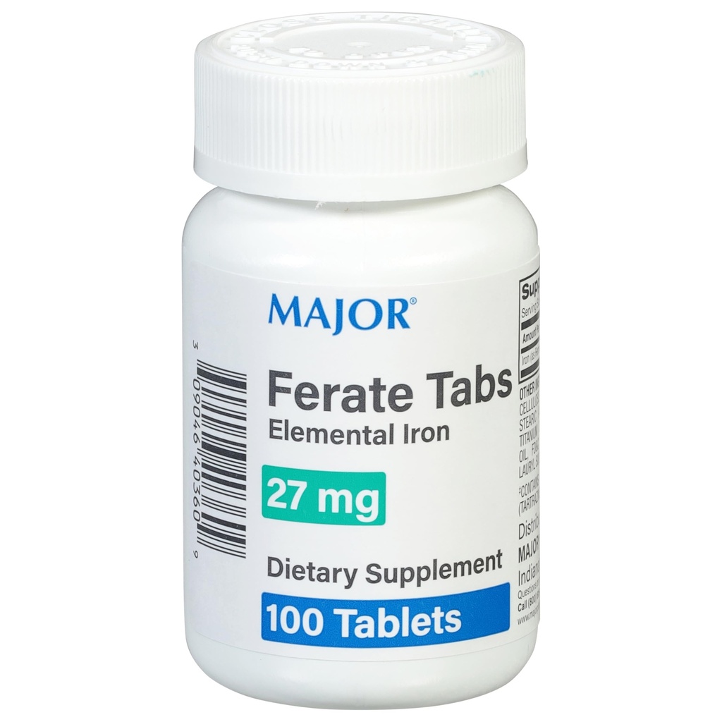 Principali 27 mg Ferate Tabs - Ferrous Gluconate Elemental Iron Dietary Supplement - 100 Count (1 Confezione)