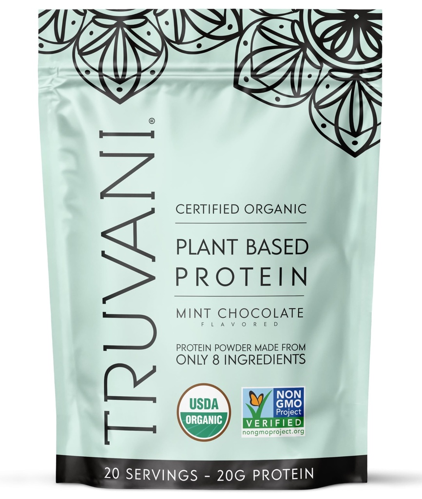Truvani Vegan Pea Protein Powder | 20g Organic Plant-Based Protein | Keto | Gluten & Dairy Free | Low Carb | No Aggiunto Sugar | Mint Chocolate | 20 Servings |