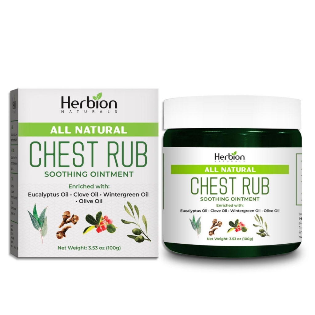 HERBION Naturals Chest Rub - Unguento rilassante con vapori calmanti per adulti e bambini 2+ - Allevia la tosse, il freddo, la congestione di nasali e petto – riduce il muscolo e dolori articolari (3.53 Oz (Pacchetto di 1)