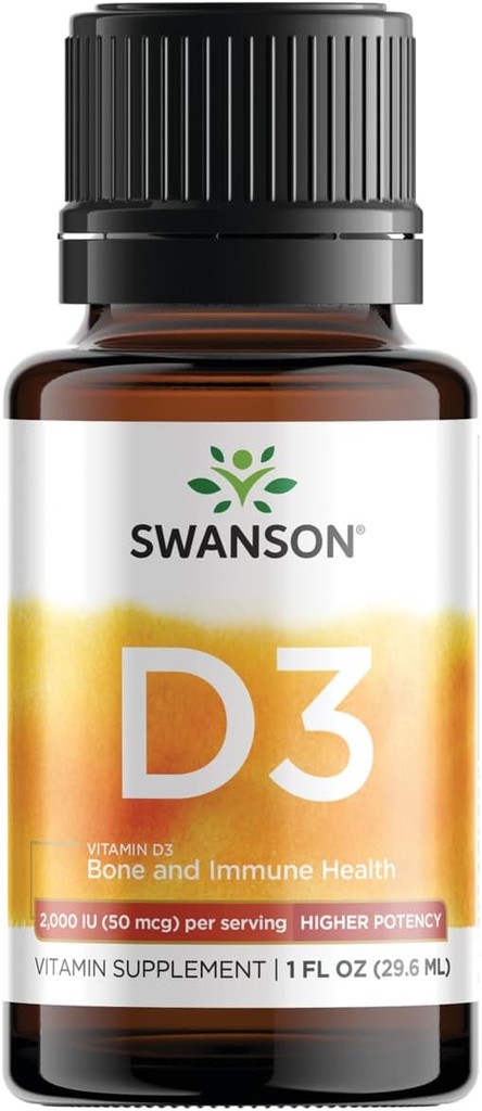 Swanson Vitamin D3 Liquid Drops 400 Iu (50 mcg) 1 fl Ounce (29,6 ml) Liquido