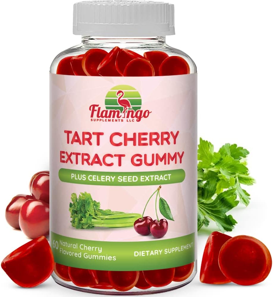 Gummie di Ciliegia di Tart (2000mg) con Estratto di Celery (400mg)- Dormire, e Giunti- Estratto di Ciliegia di Tart Alterative a Concentrato di Succhi di Ciliegia di Tart, Capsule o Polveri - 60 Conte