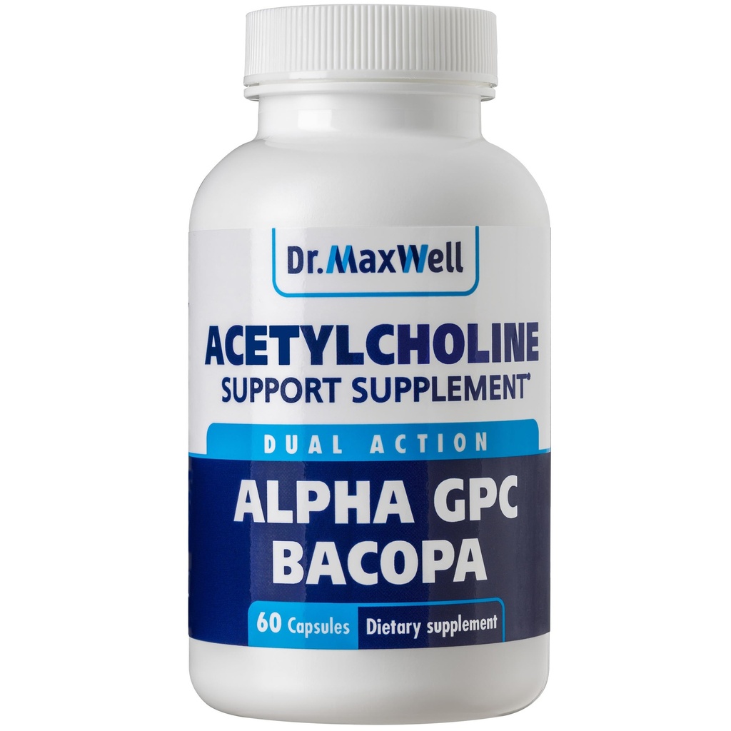 Acetilcolina, Alfa GPC Choline 600mg + Bacopa, meglio di ogni solo. Più affidabile acetilcolina (supporta memoria e apprendimento) supplemento, 60 capsule