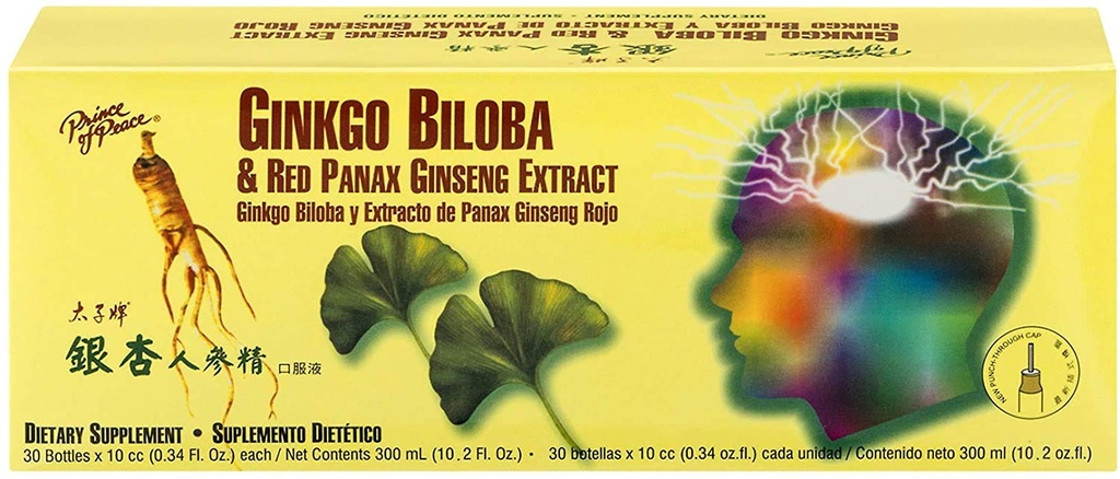 Prince of Peace Ginkgo Biloba e Red Panax Ginseng Extract,30 bottiglie 0.34 oz