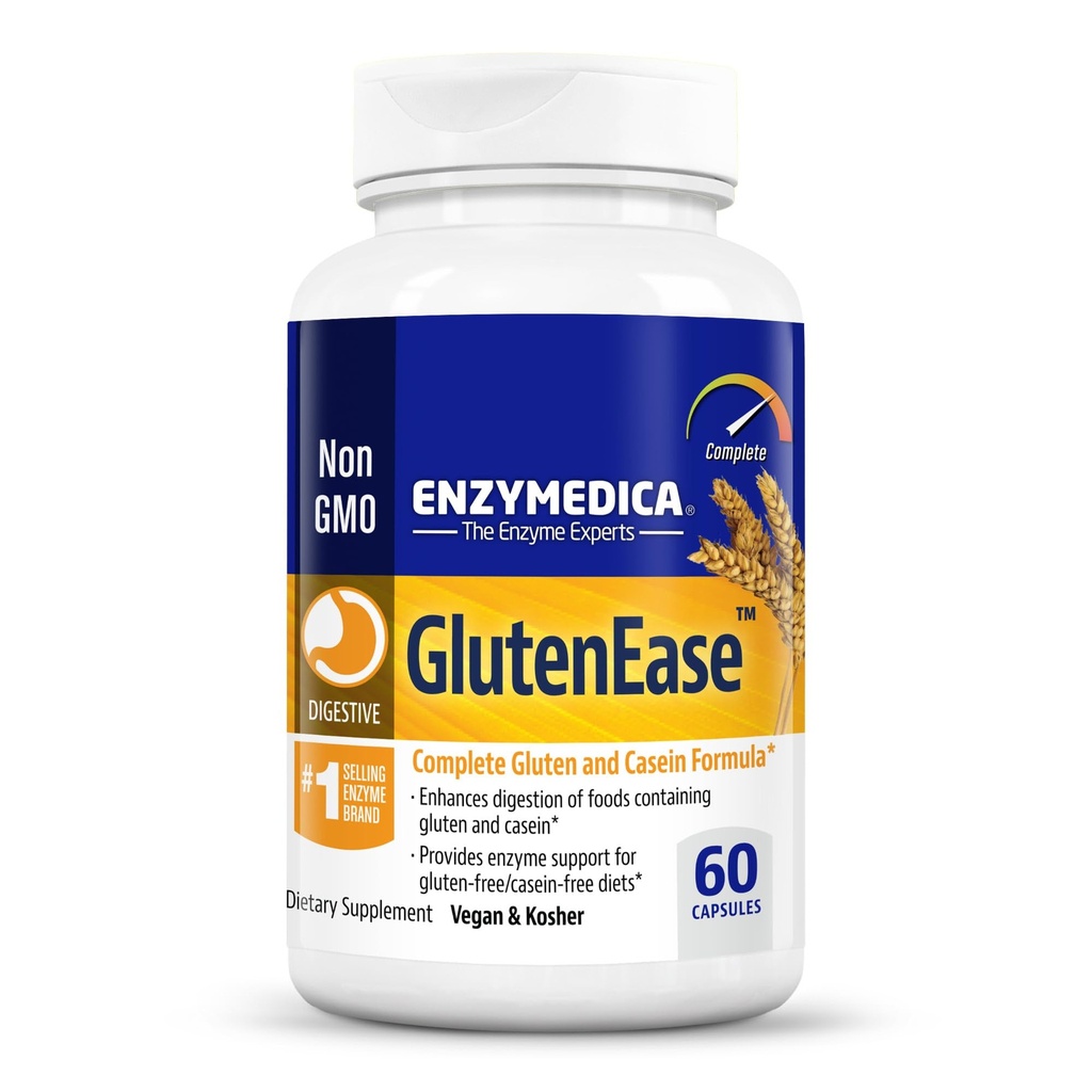 Enzymedica GlutenEase, Enzimi Digestivi Avanzati per Donne e Uomini, Formula ad azione rapida per Bloating Relief & Digestive Health, Aiuta a rompere Gluten & Casein, 60 capsule
