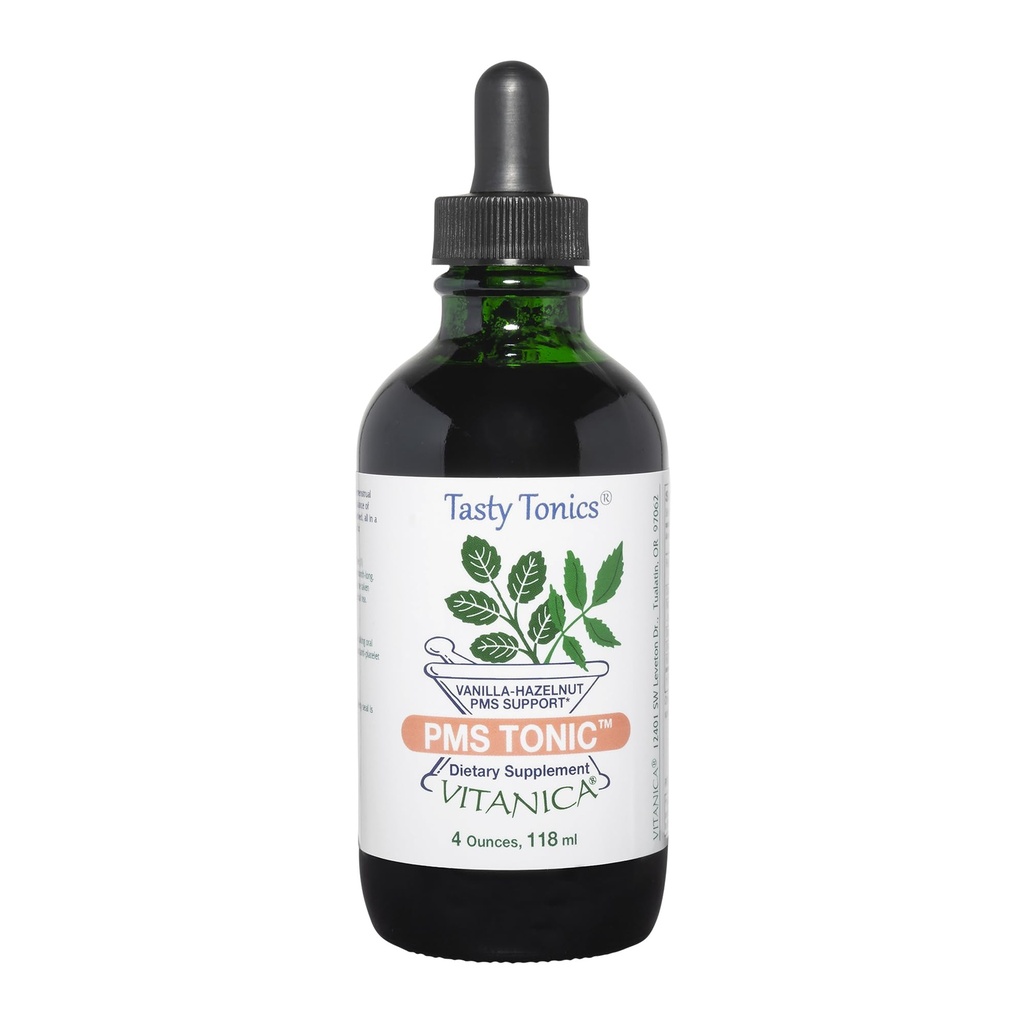 Vitanica PMS Tonico, Premenstrual Support and Relief, San Giovanni Wort, Dong Quai, Chaste Tree Berry, Wild Yam and More, Vegan, 4 once