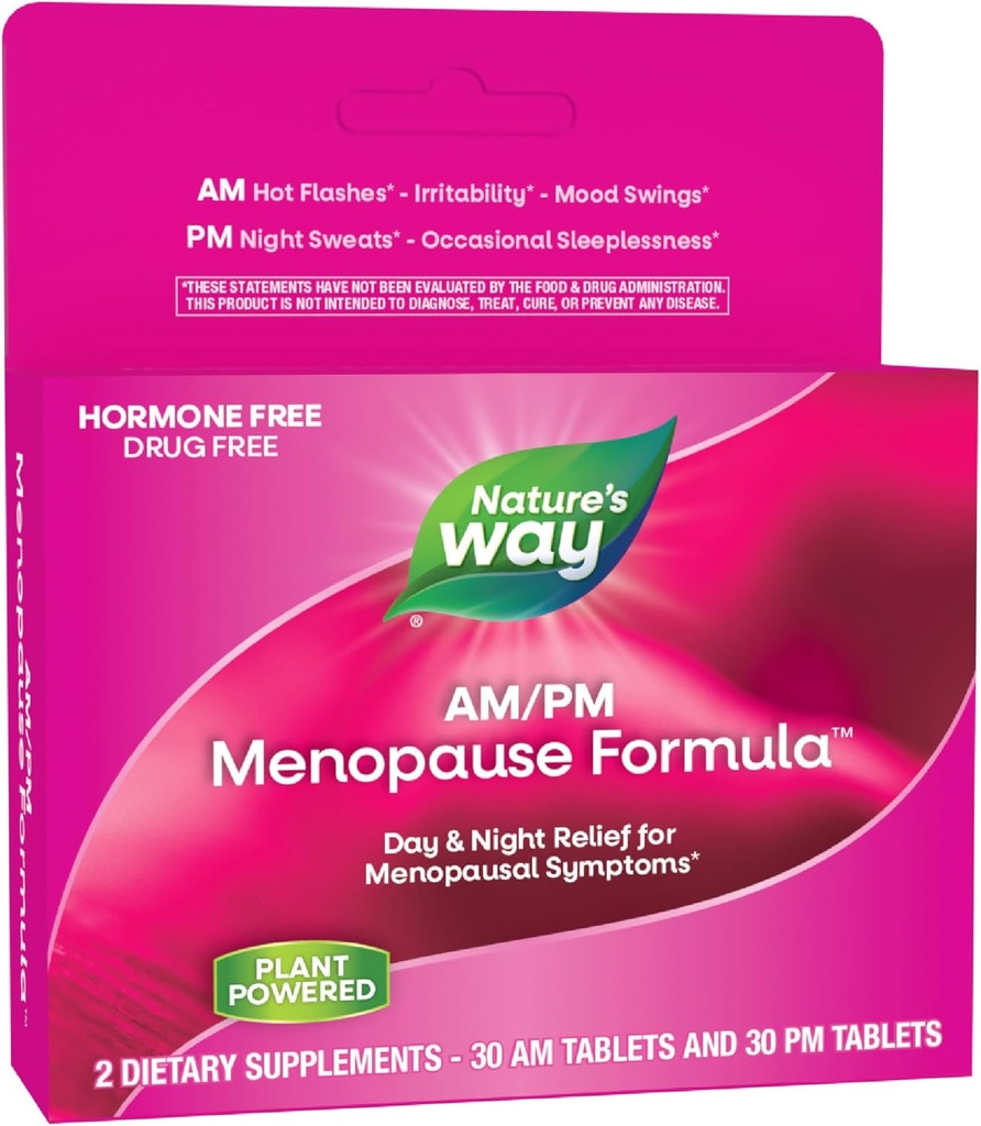 Modo della natura AM/PM Menopause Supplementi per le donne, Hot Flash Relief*, Night Sweats*, Restful Sleep*, Mood Swings*, formule senza ormone con Cohosh nero, Theanine, Valerian, 60 compresse