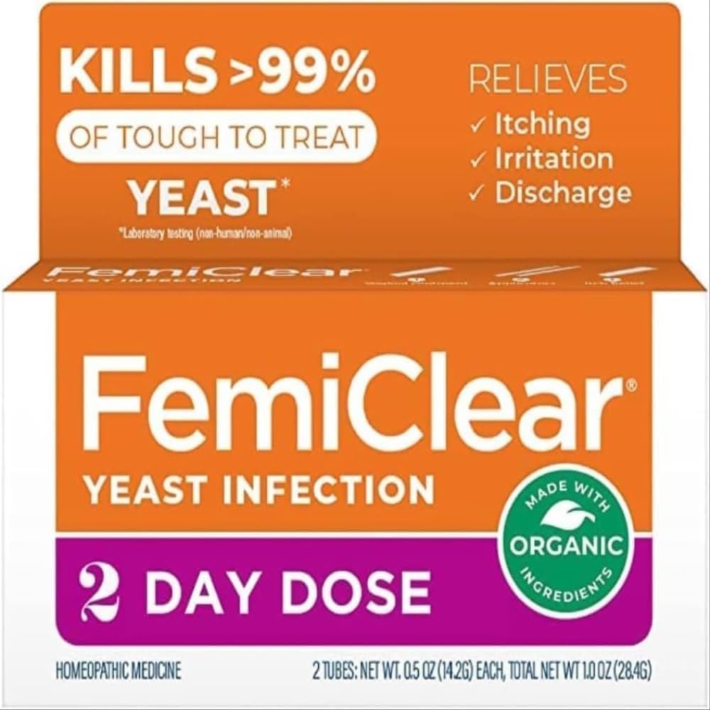 FemiClear 2-Day Dose lievito infezione e Itch Control Ointment, per moderati a sintomi intensi, realizzati con ingredienti naturali e organici, oltre l'unguento esterno anti-Itch per la cura delle lenitive