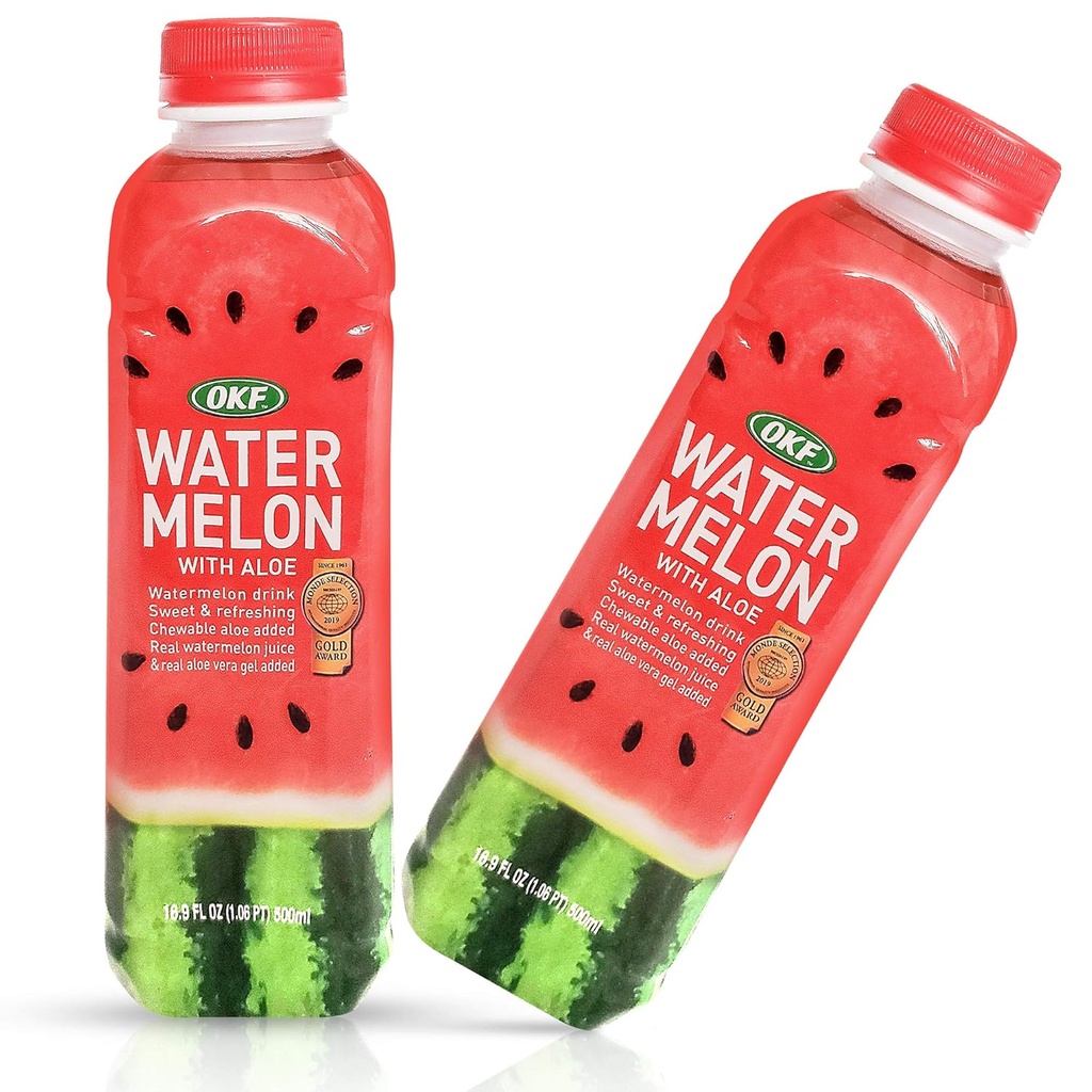 OKF Watermelon Aloe Vera Drink, Succo reale & Gel, 16.9 oz (6 Pack)