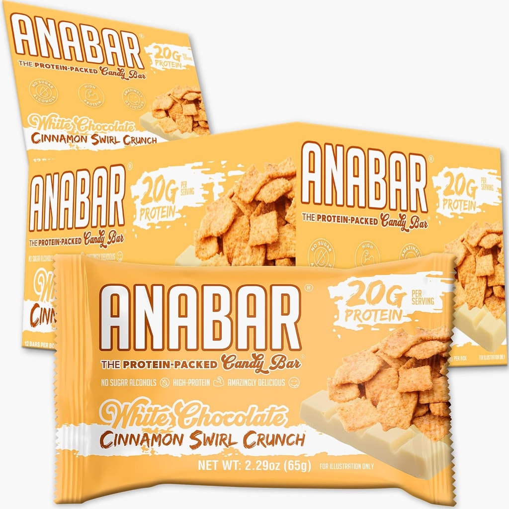 FINAL BOSS PERFORMANCE ANABAR Anabar Protein Bar, Whole Food Performance Amazing Tasting Real Food, No Filler, 21 Grammi di (12 bar) (White Chocolate Cinnamon Swirl Crunch)