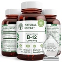 Vitamina di Nutra naturale B12 1000 mcg, Promuovere il cuore & Nerve Salute, Cobalamin B12 Supplemento, Calcio Phosphate, Aiuto nella salute del metabolismo, Assorbimento ottimale, Senza glutine, Zucchero libero, 100 compresse vegane