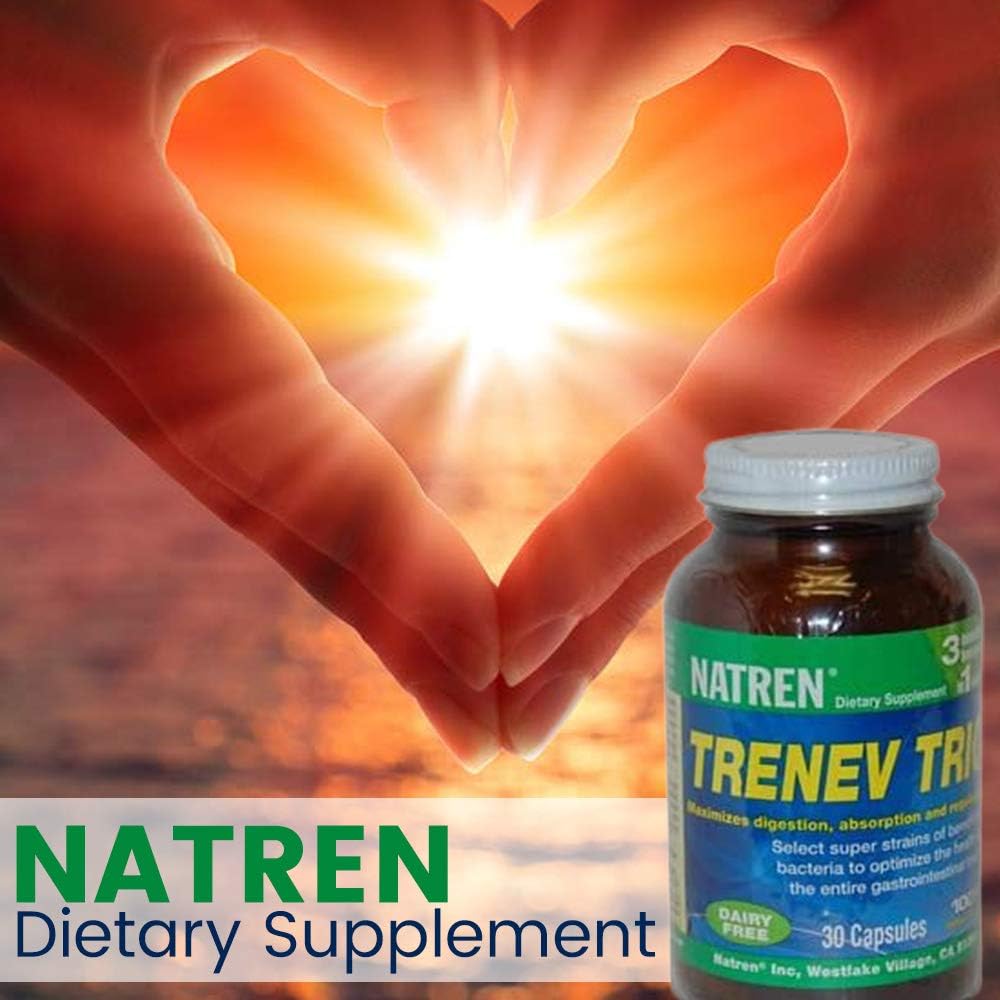 Bioterapia Natren Trenev Trio Capsula Probiotica - Supplemento dietetico senza latticini - per Flora intestinale sana, Digestione di aiuti e assorbimento - 30 capsule Ciascuno con 30 miliardi di CFU