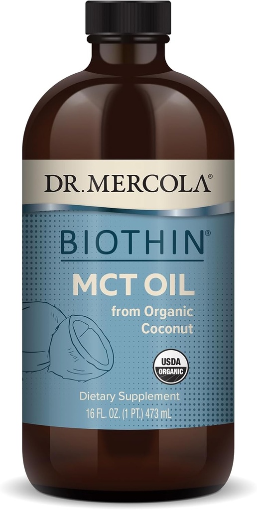 Dr. Mercola Biothin Organic MCT Oil, Circa 31 Serve (16 Fl. Oz.), Non OGM, Gluten Free, Soy Free e USDA Organic