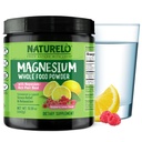 NATURELO Magnesium Powder - Polvere di Magnesio calma tutta alimentare con Quinoa, cavolfiore, & Flaxseed for Stress Relief, lampone Lemon 85 Servings, 15oz