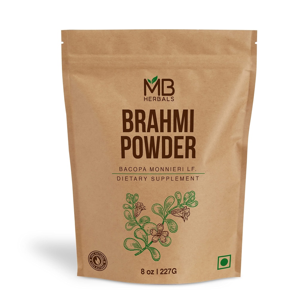 Polvere di Brahmi puro di erbe di MB 8 oz | 227g 0.5 lb | Polvere di bacopa | Cura dei capelli