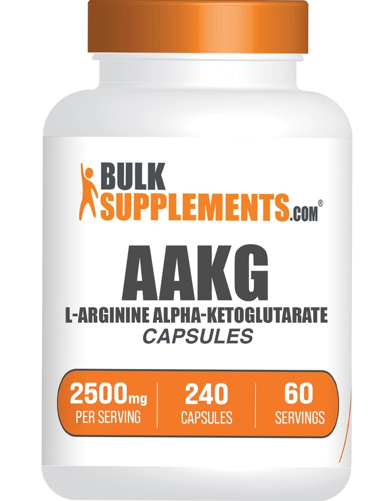 BulkSupplements.com AAKG Capsule - L-Arginina Supplemento, Nitric Oxide Supplement - Gluten Free, 4 Capsule per Serving, 240 Count (Pack of 1)