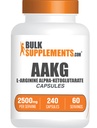 BulkSupplements.com AAKG Capsule - L-Arginina Supplemento, Nitric Oxide Supplement - Gluten Free, 4 Capsule per Serving, 240 Count (Pack of 1)