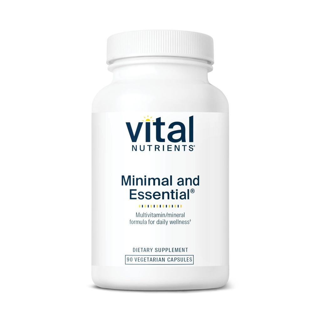 Vital Nutrients Minimal and Essential Multivitamin | Vegetariano Uno al giorno Multi Vitamina, Minerale, & Antiossidante Supplemento* | Iron-Free | Gluten, Dairy, Soy Free | Non OGM | 90 Capsule