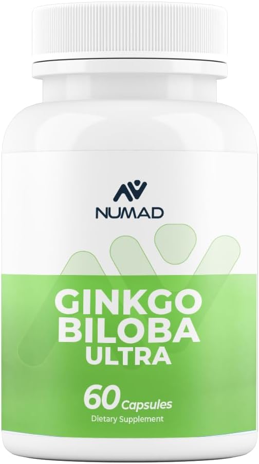 NUMAD Ginseng (600mg) + Ginkgo Biloba (120mg) 60 capsule Extra resistenza Nootropics Brain Support Supplemento per Memoria & Focus