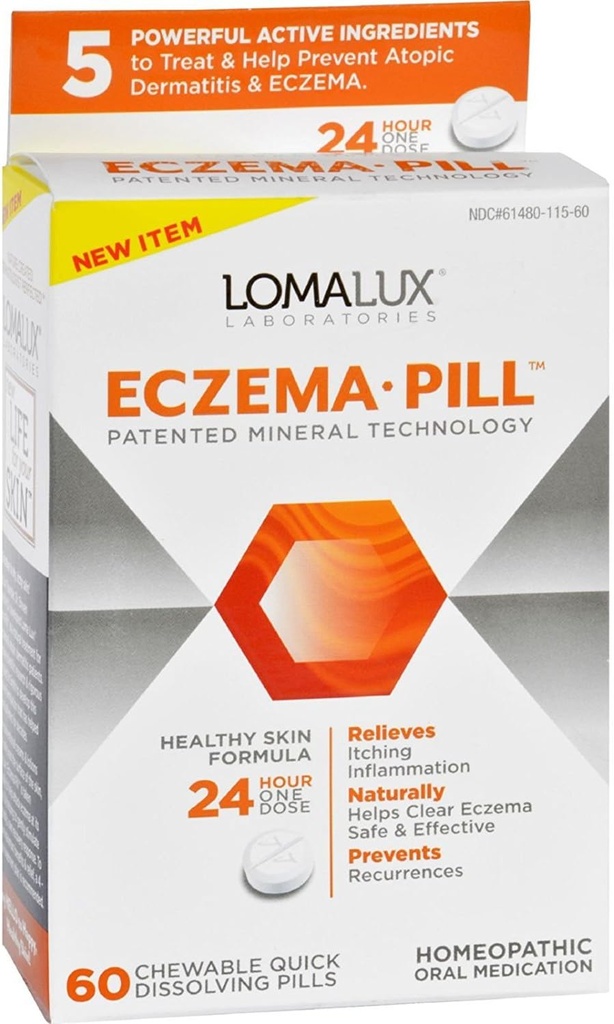 Loma Lux Laboratories Acne Eczema - Masticabile - Smaltimento rapido - 60 Conte - Gluten Free - Lieto Free-Wheat