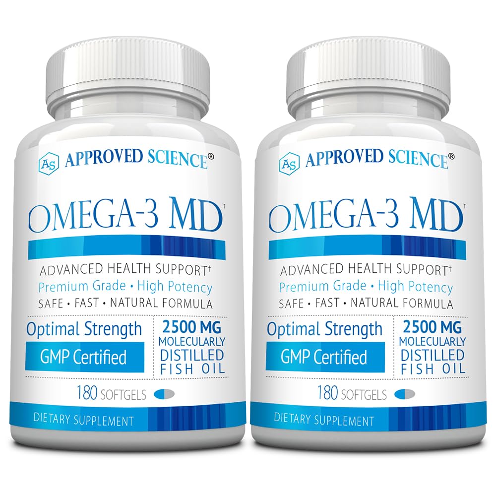 Omega-3MD - Fish Oil EPA & DHA - Migliorare la salute cognitiva - 2 bottiglie - 6 mesi di fornitura
