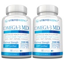 Omega-3MD - Fish Oil EPA & DHA - Migliorare la salute cognitiva - 2 bottiglie - 6 mesi di fornitura