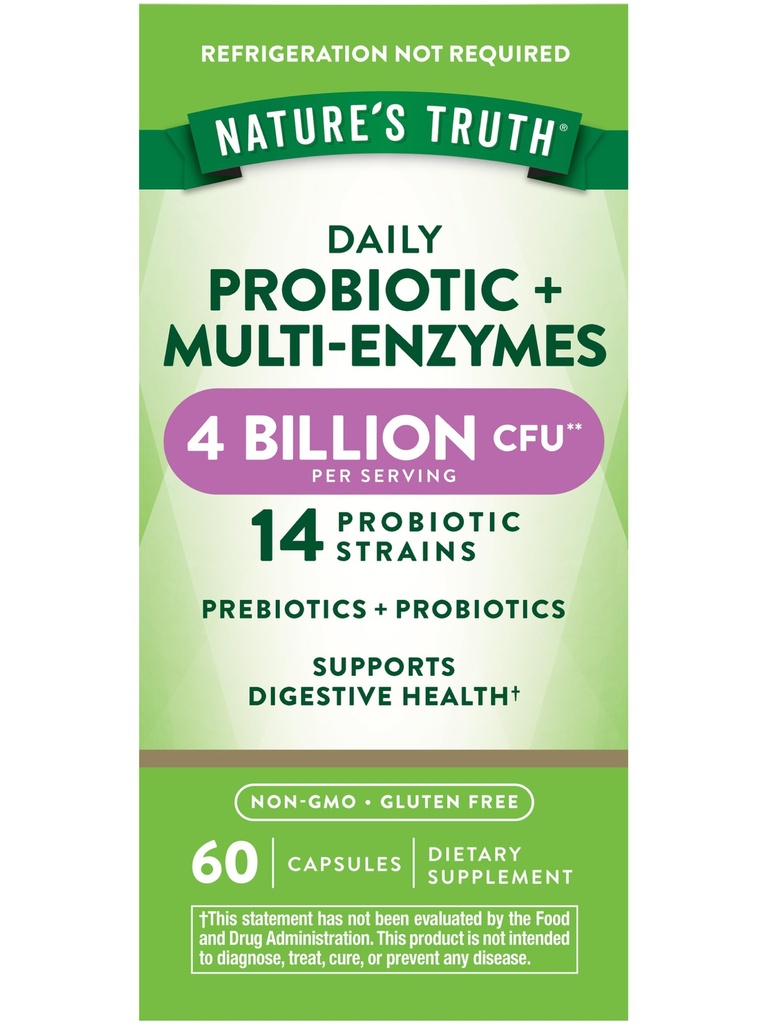 Probiotici di verità della natura con gli enzimi | 60 capsule | per gli uomini e le donne | Non-GMO & Gluten Free Digestive Health Supplement