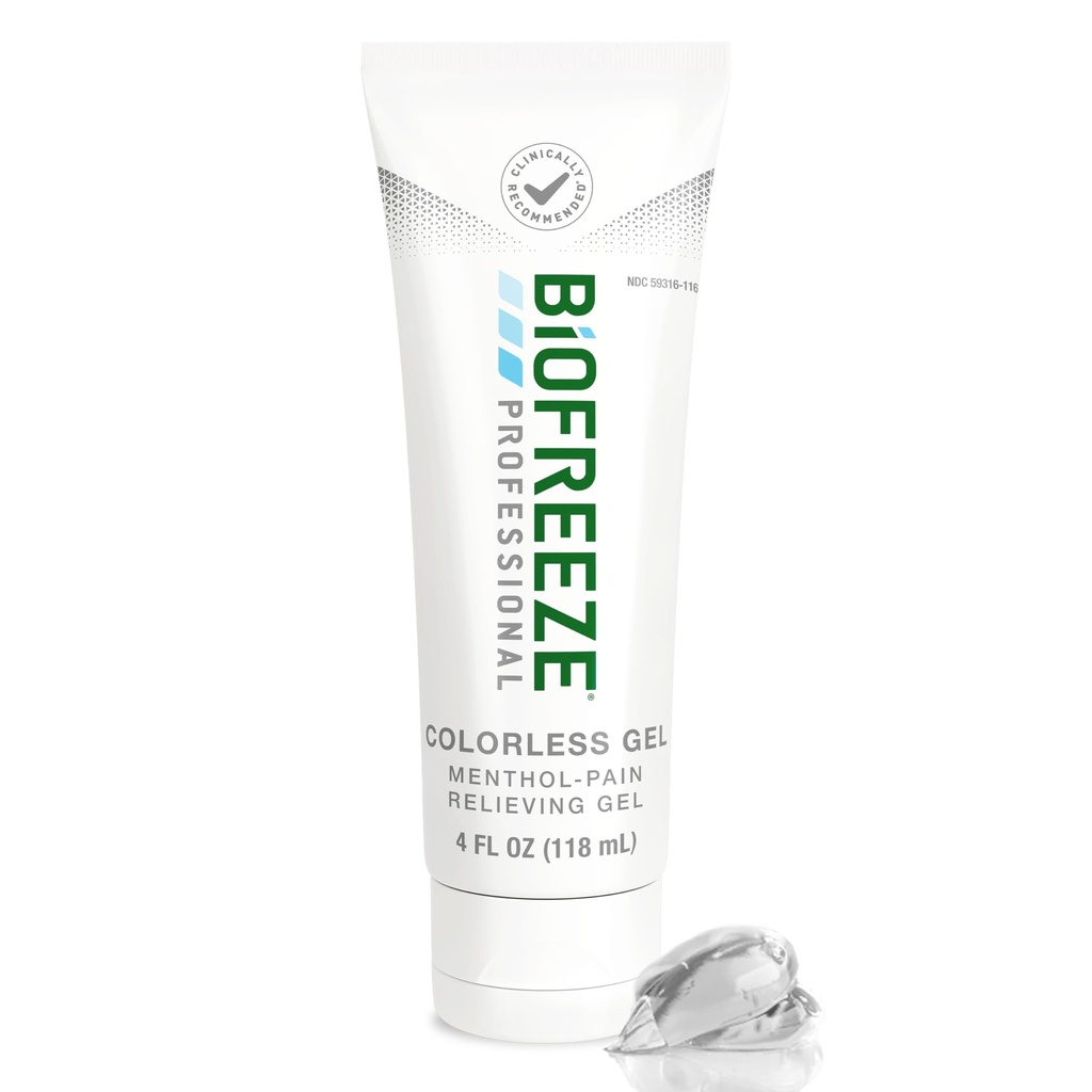 Biofreeze Professional Gel Pain Relief, Knee & Lower Back Pain Relief, Arthritis Pain Reliever, Sorrisore del muscolo, Rilievo del dolore del collo, Rilievo del dolore comune di raffreddamento, Gel Menthol incolore 4 Fl Oz