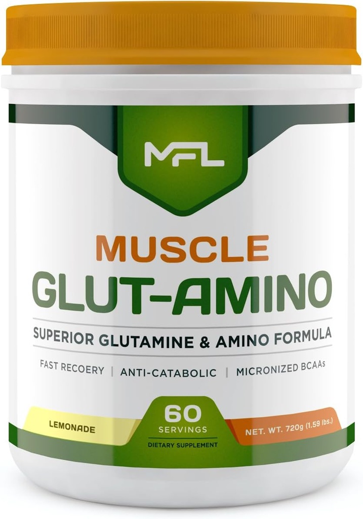 MFL Muscle Glut-Amino | Glutamine Complex | Amino Complex | 0 Sugar | Adolcito con Stevia | All-Natural | 60 Serve (Lemonade)