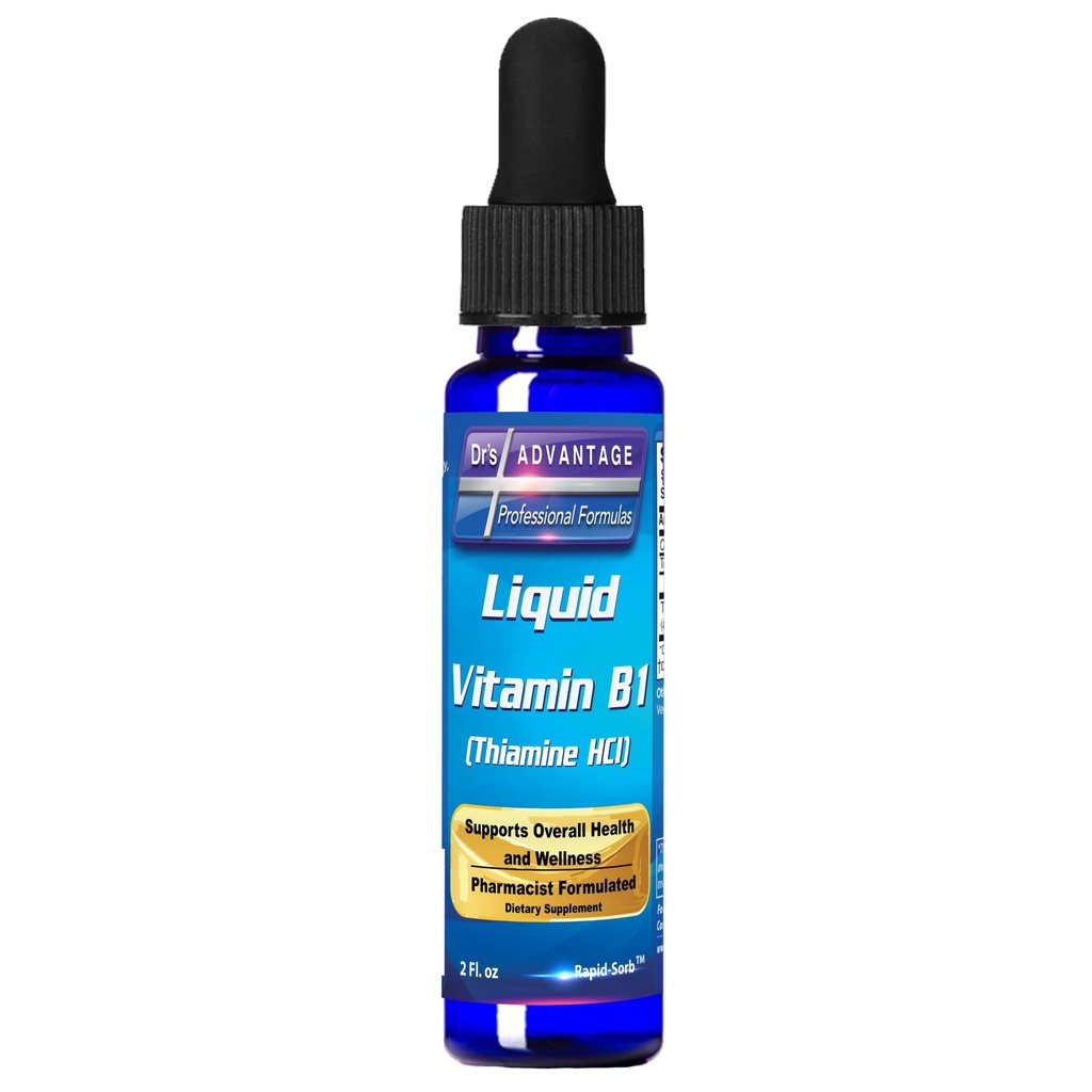 Dr's Advantage Liquid Vitamin B1 Dropper 2oz - Thiamine B1 Supplemento per il supporto energetico - Essential B1 Vitamine - promuove il metabolismo e la salute del sistema nervoso