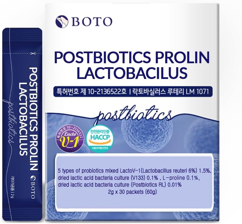 BOTO Korean Care it Probiotics Natural Prebiotics Proline Breast Milk Lactobacillus, Colon Cleanse, Supporto per l'immunità - 1 mese (30 di Pack, PostBiotics)