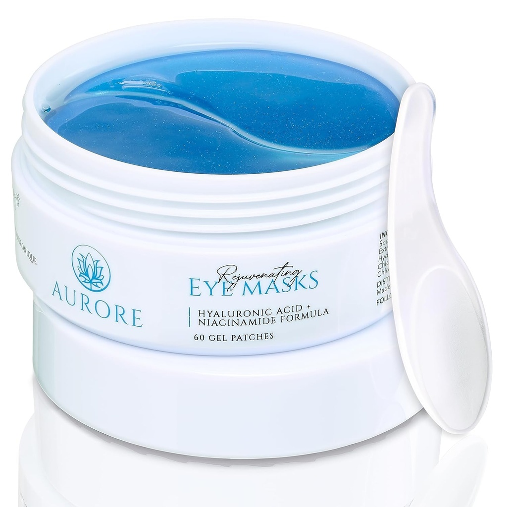 AURORE Under Eye Patches with Hyaluronic Acid, Collagen, Niacinamide - per Puffy Eyes, Dark Circles, Wrinkles, Fine Lines - Idrating & Brightening, 30 paia (60 cerotti di gel) - Maschere per occhi ringiovanenti